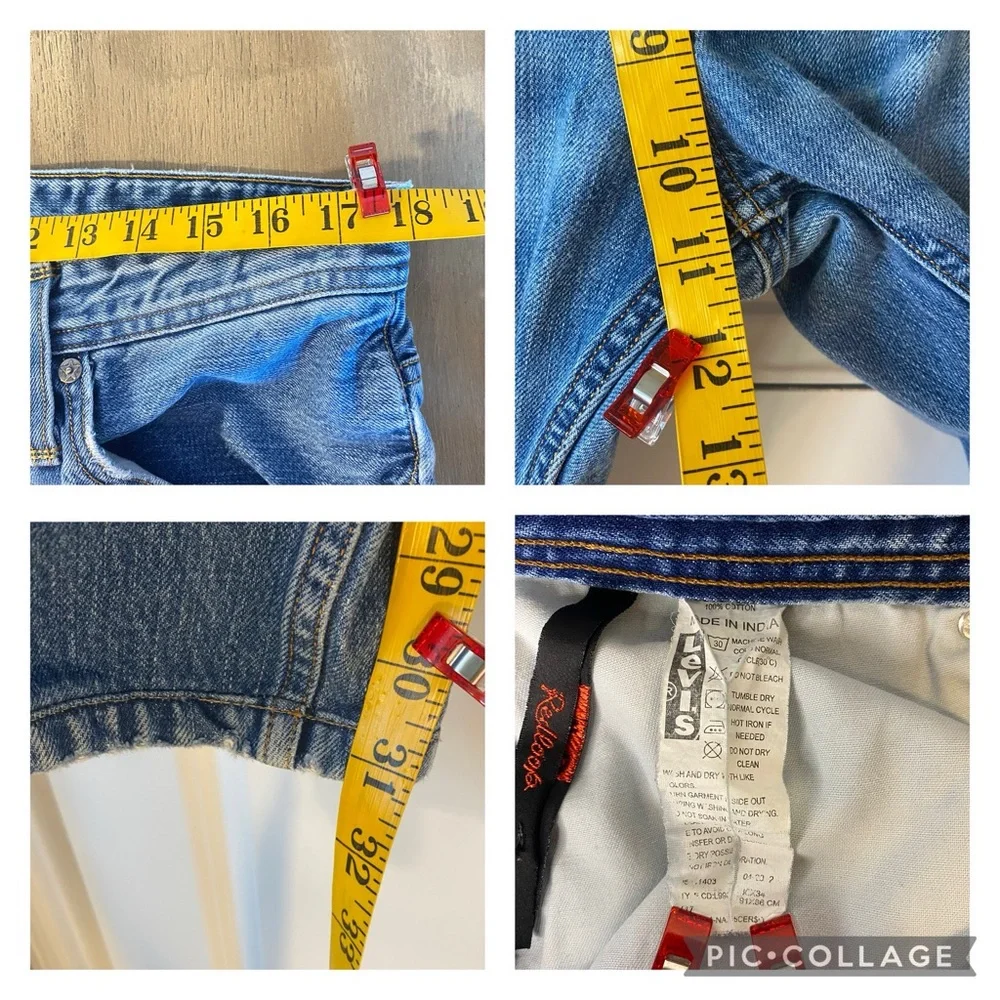 Redloop by Levi's Men's 5 Pocket Blue Jeans 36x34 Denim 100% Cotton Distressed